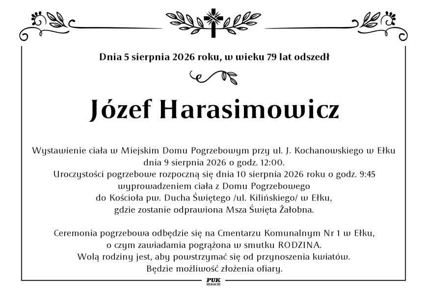 Józef Harasimowicz - nekrolog